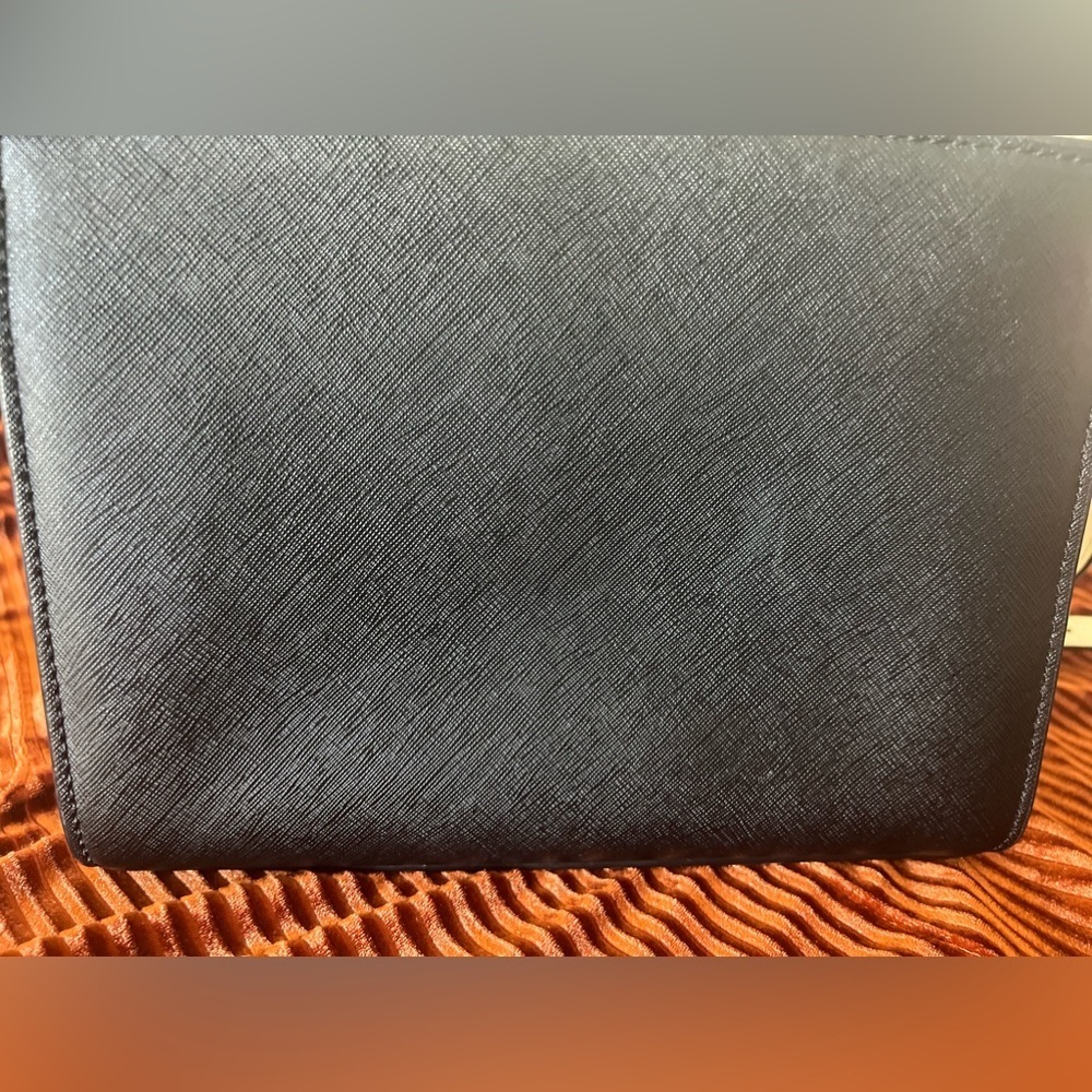 Michael Kors Selma Saffiano Leather Mini Messenger Bag In Black And White - Picture 4 of 10